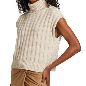 NWT $395 HALSTON HOVAH CASHMERE WOOL SLEEVELESS SWEATER TOP L